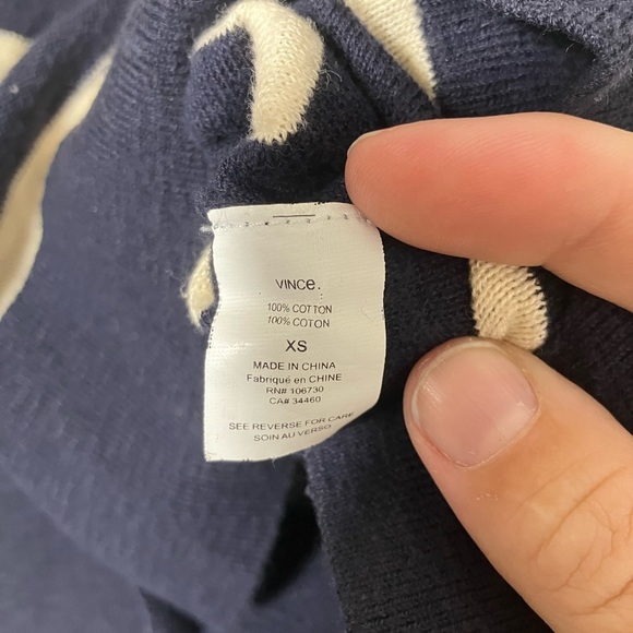 VINCE Cardigan XS Striped Cotton Lightweight Oversized Preppy Office - Picture 3 of 6